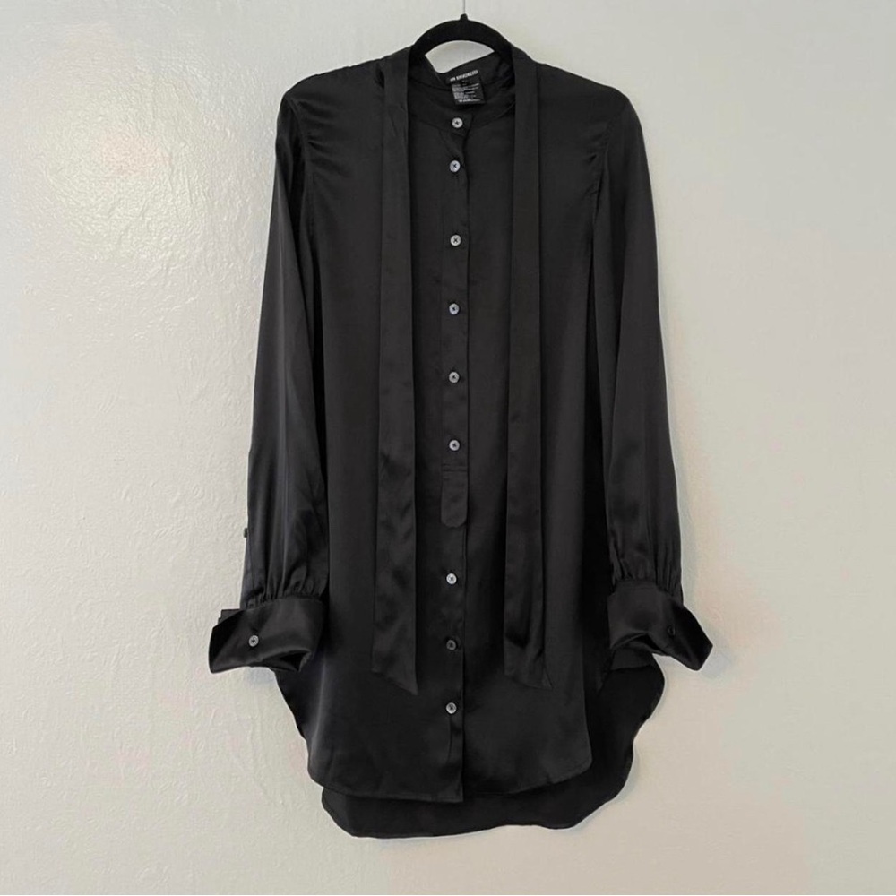 Ann Demeulemeester Black Silk Charmeuse Tunic Sz 38